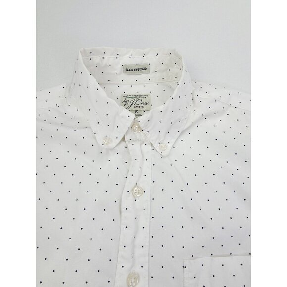 J. Crew Slim Untucked Size Small Mens White Black Polka Dots Button Down Shirt - Picture 1 of 11